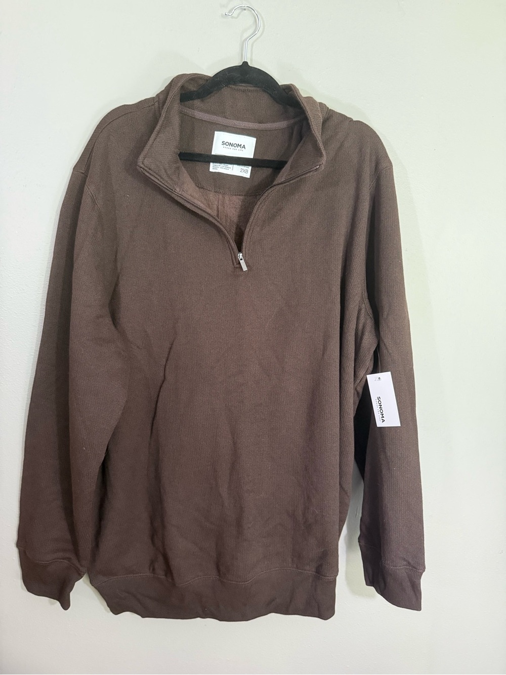 Sonoma Men's Chocolate Brown Half-Zip Pullover Sweater - Picture 2 of 4
